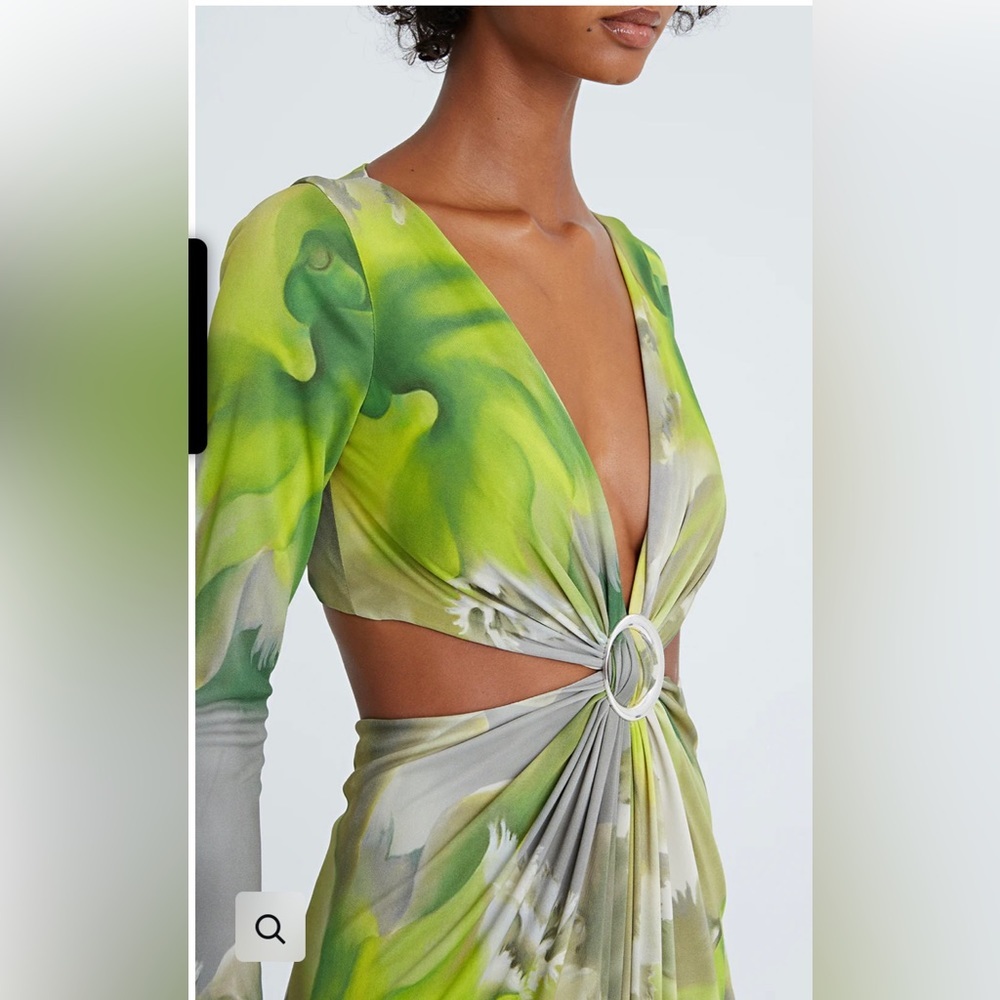 HALSTON JEN JERSEY V-NECK DRAPED GOWN - Picture 3 of 9